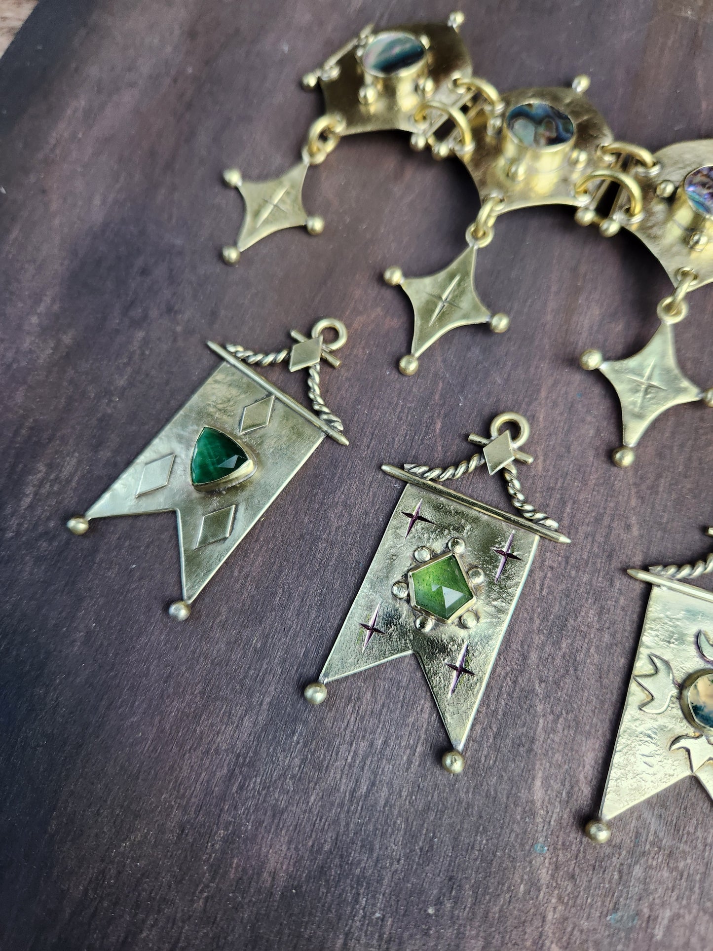 Green Tigers Eye Banner Pendant or Earring