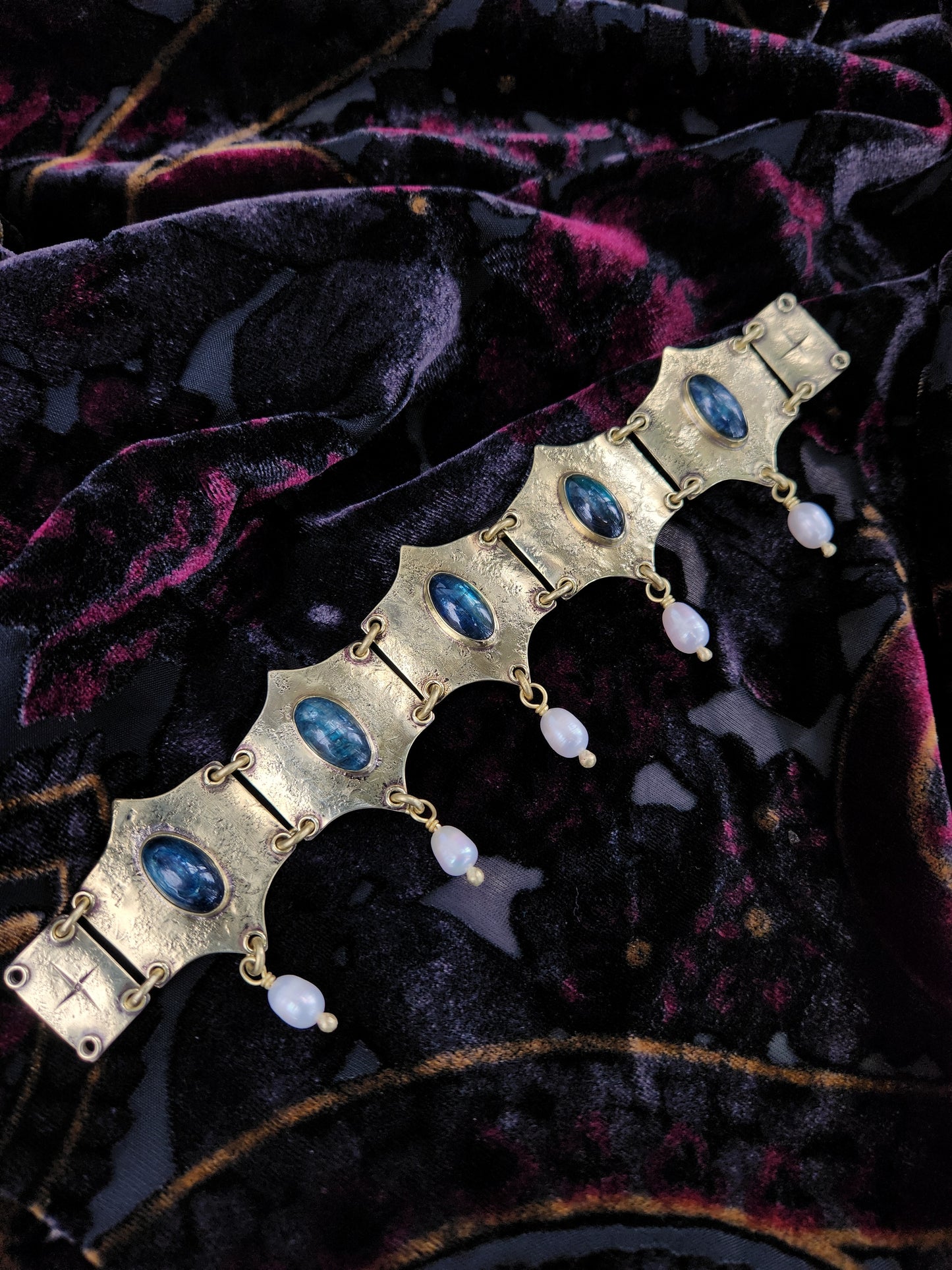 Choker Necklace ft. Kyanite & Freshwater Pearls