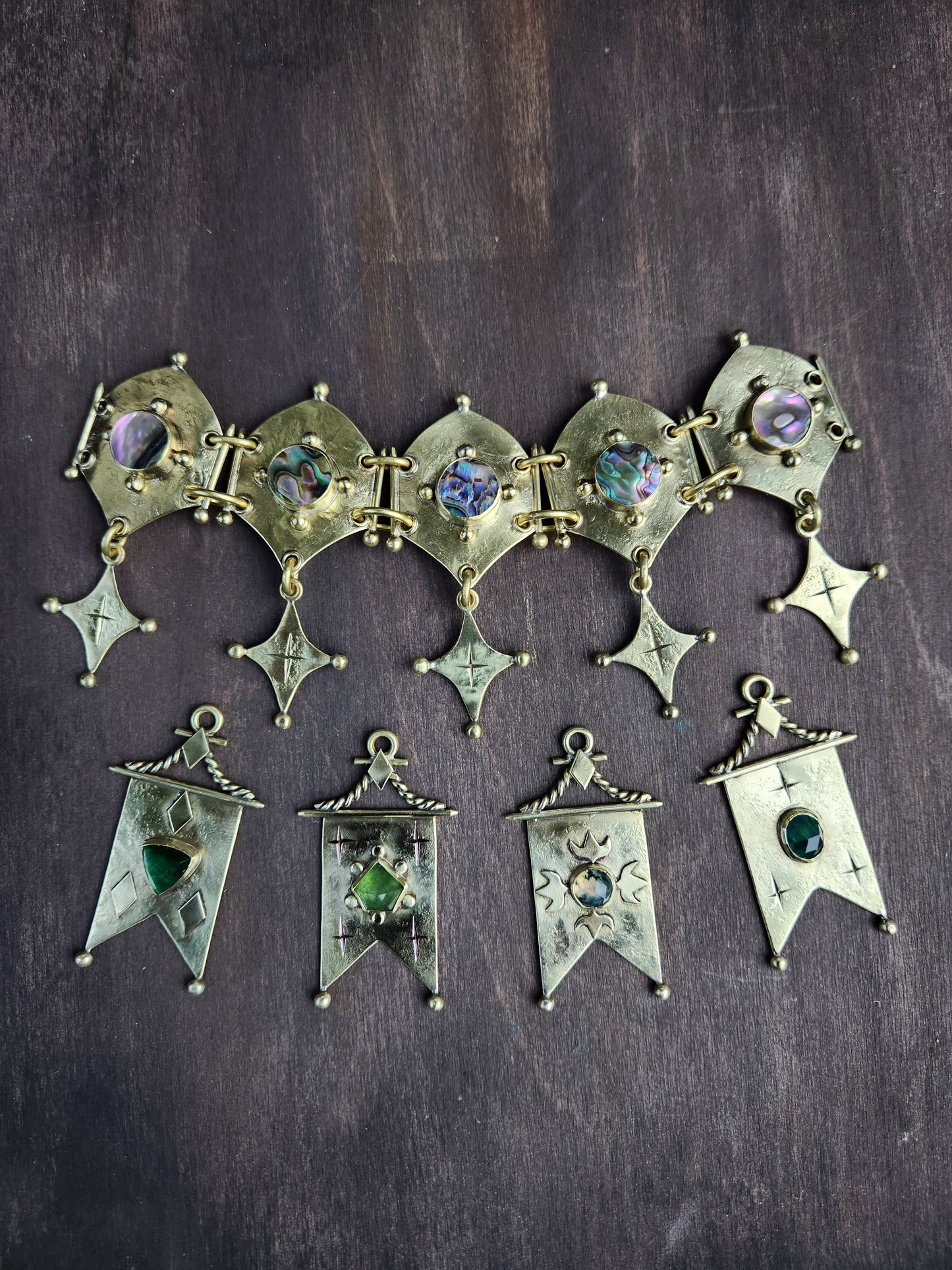 Shield and Stars Choker Necklace ft. Abalone Shell