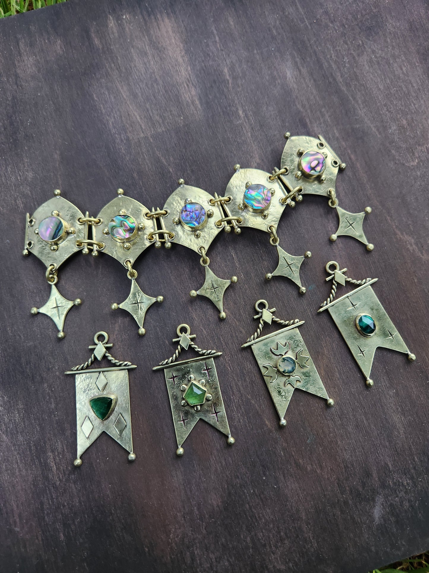 Shield and Stars Choker Necklace ft. Abalone Shell