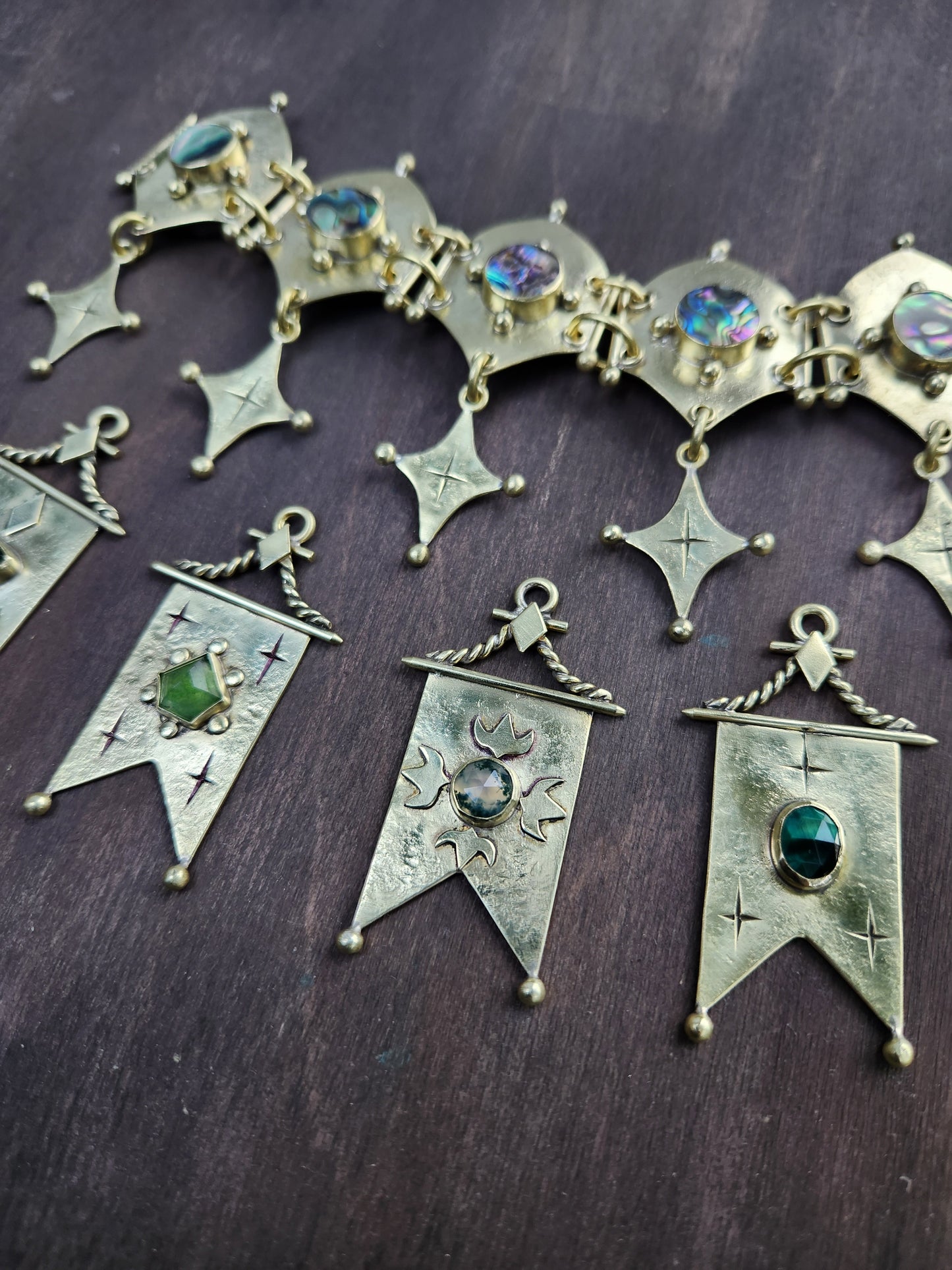 Moss Agate Banner Pendant or Earring