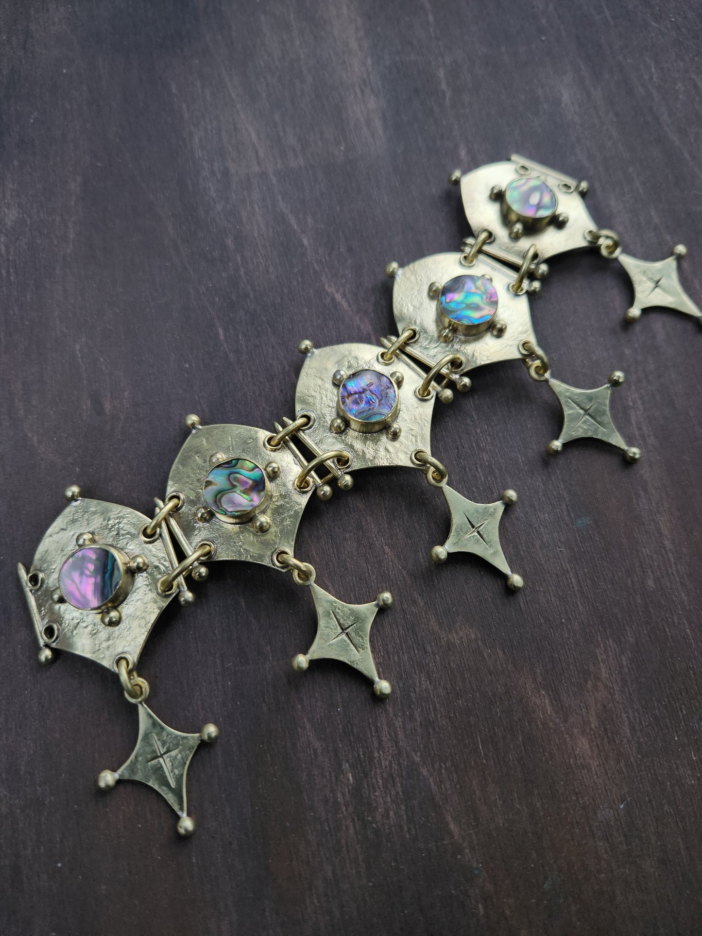 Shield and Stars Choker Necklace ft. Abalone Shell