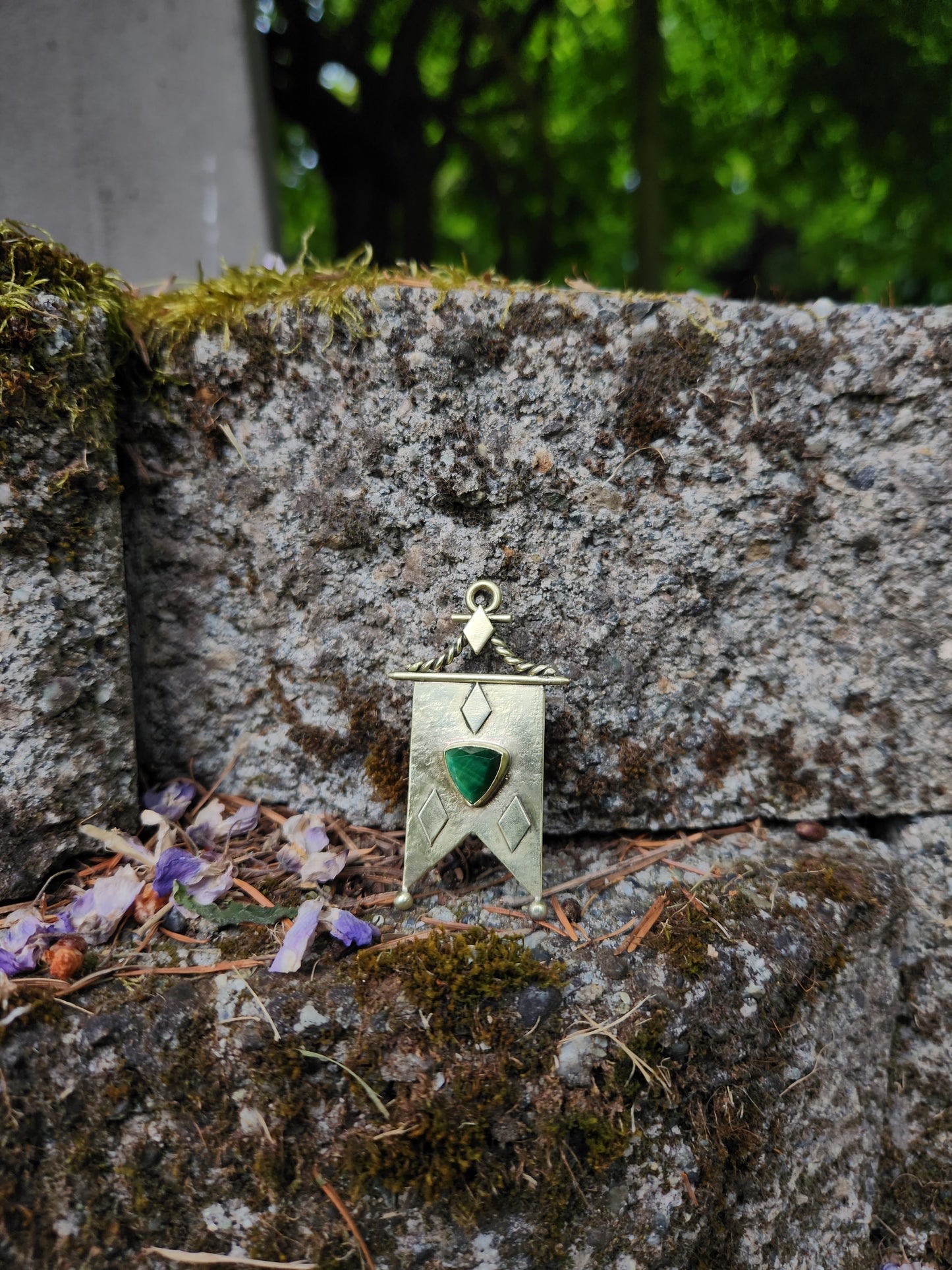 Green Tigers Eye Banner Pendant or Earring