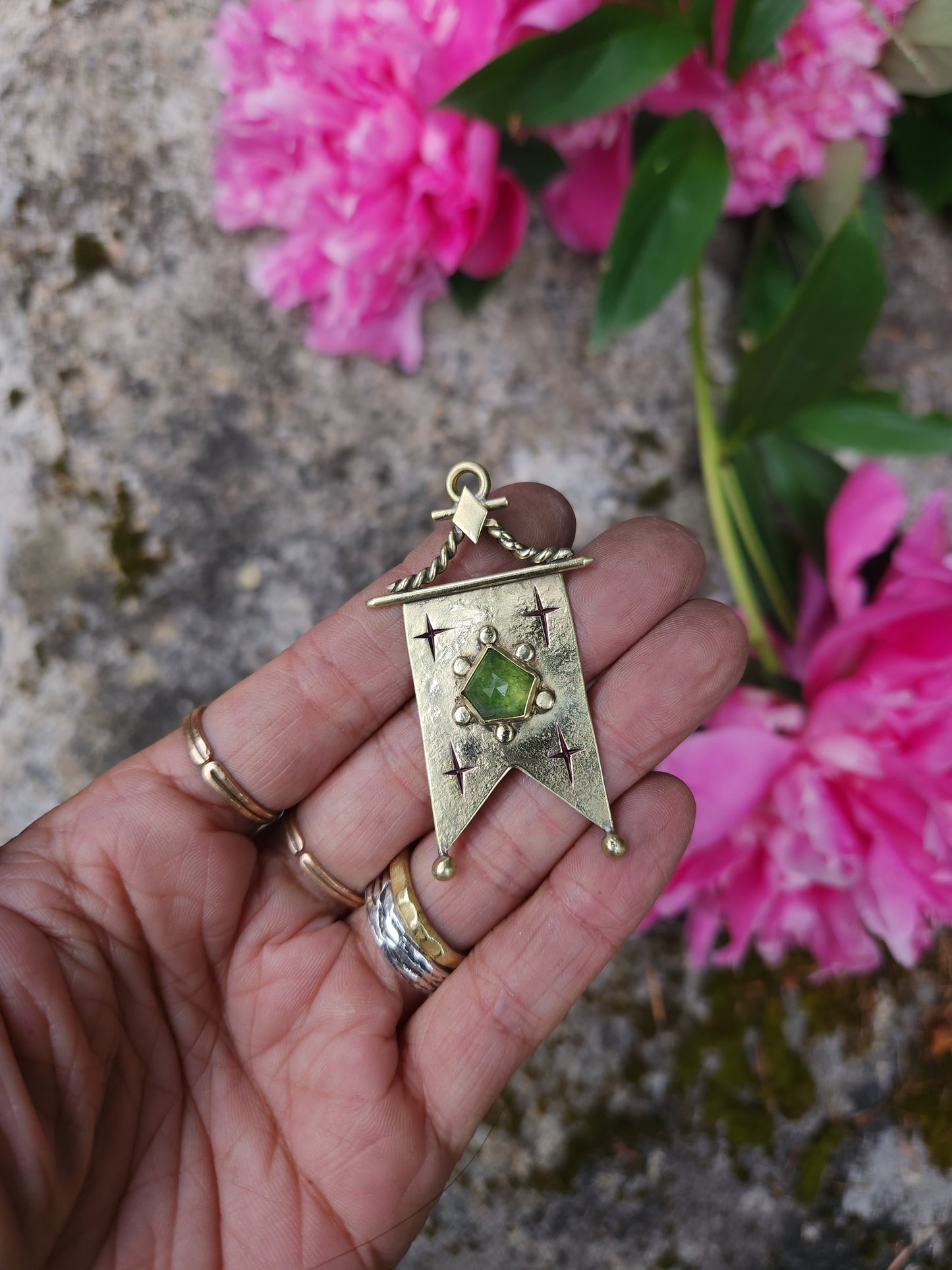 Strawberry Quartz Banner Pendant or Earring