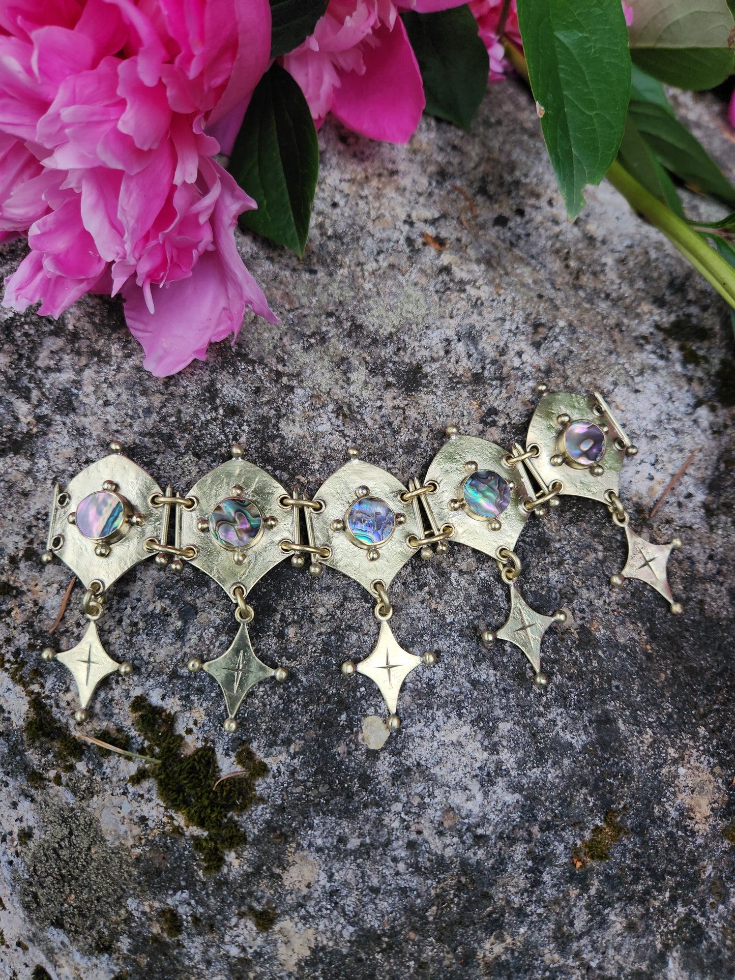 Shield and Stars Choker Necklace ft. Abalone Shell
